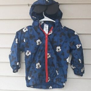 Disney Blue Mickey Mouse Kids Jacket Windbreaker Size 4T